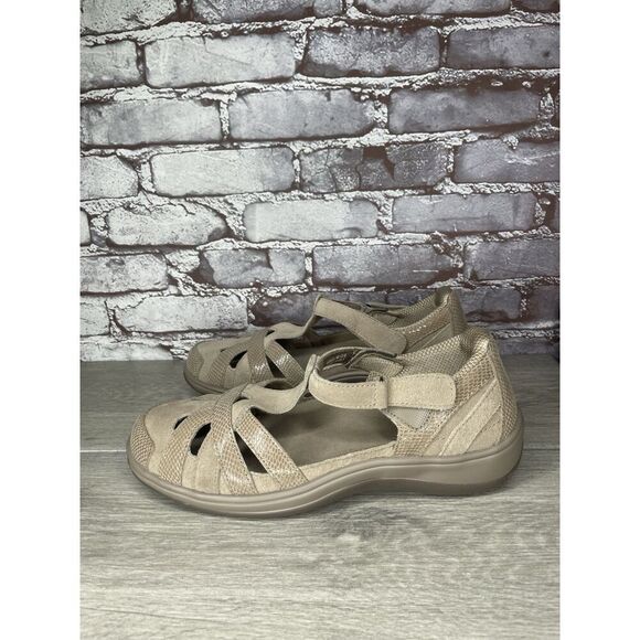 Orthofeet Orthopedic Beige Leather Juno Closed Toe Sandals Women 10 Wide/40.5EU - Picture 1 of 16